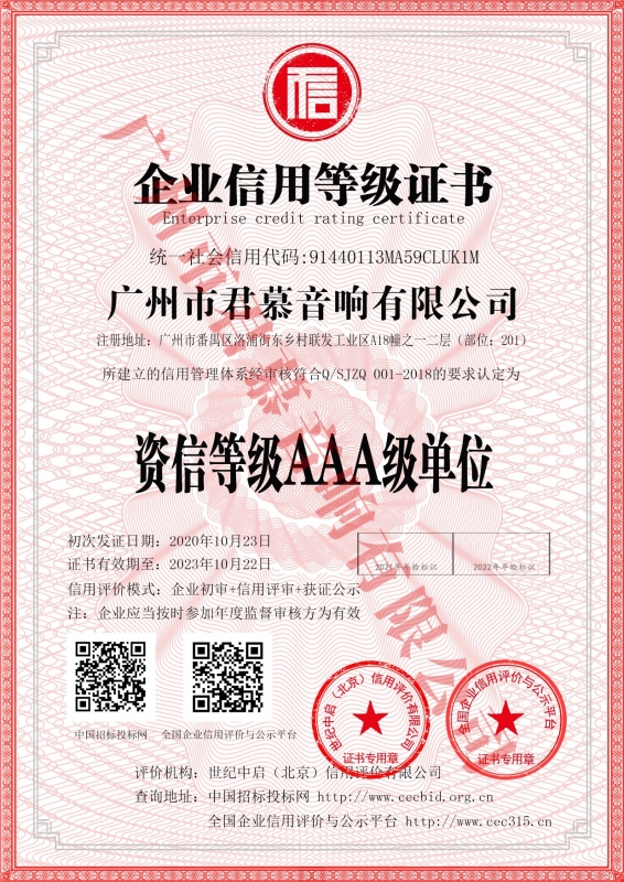 資信等級AAA級單位